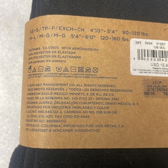 American Eagle Outfitters tight woman’s black fleece lined NWT leggings Sz M/L - Picture 3 of 5